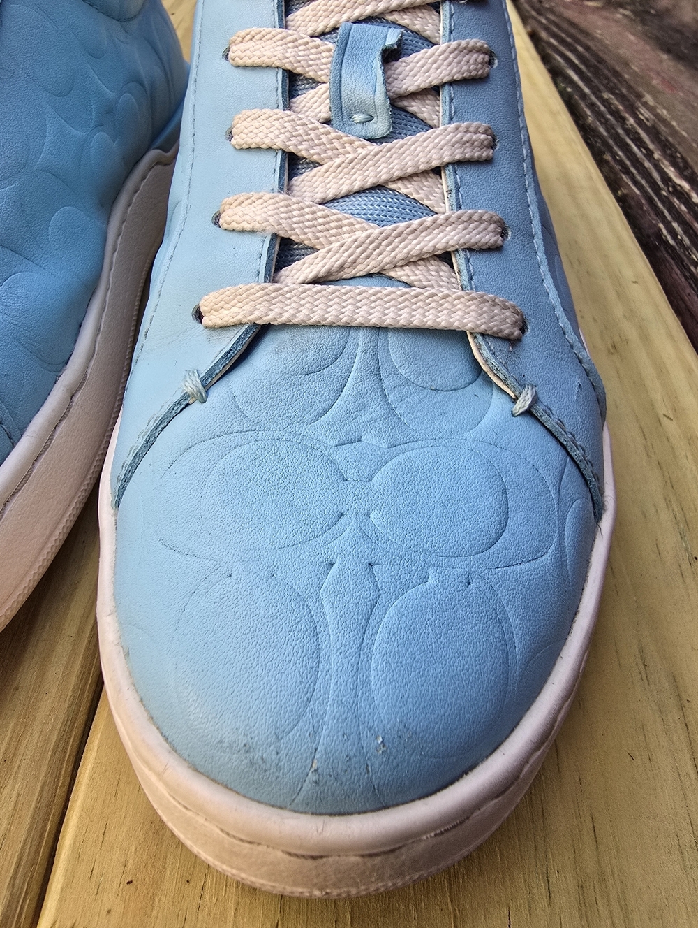 Coach Womens Clip Sneaker Signature Leather Casual Low Blue Size 8.5 CJ503 - Picture 3 of 15